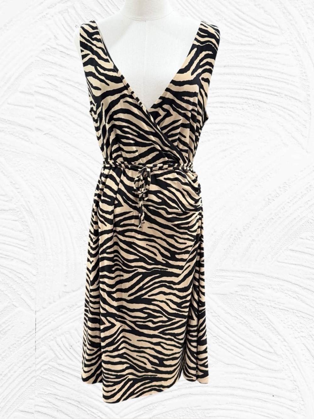 Lauren Ralph Lauren Sz Large V Neck Sleeveless Safari Tiger Zebra Print